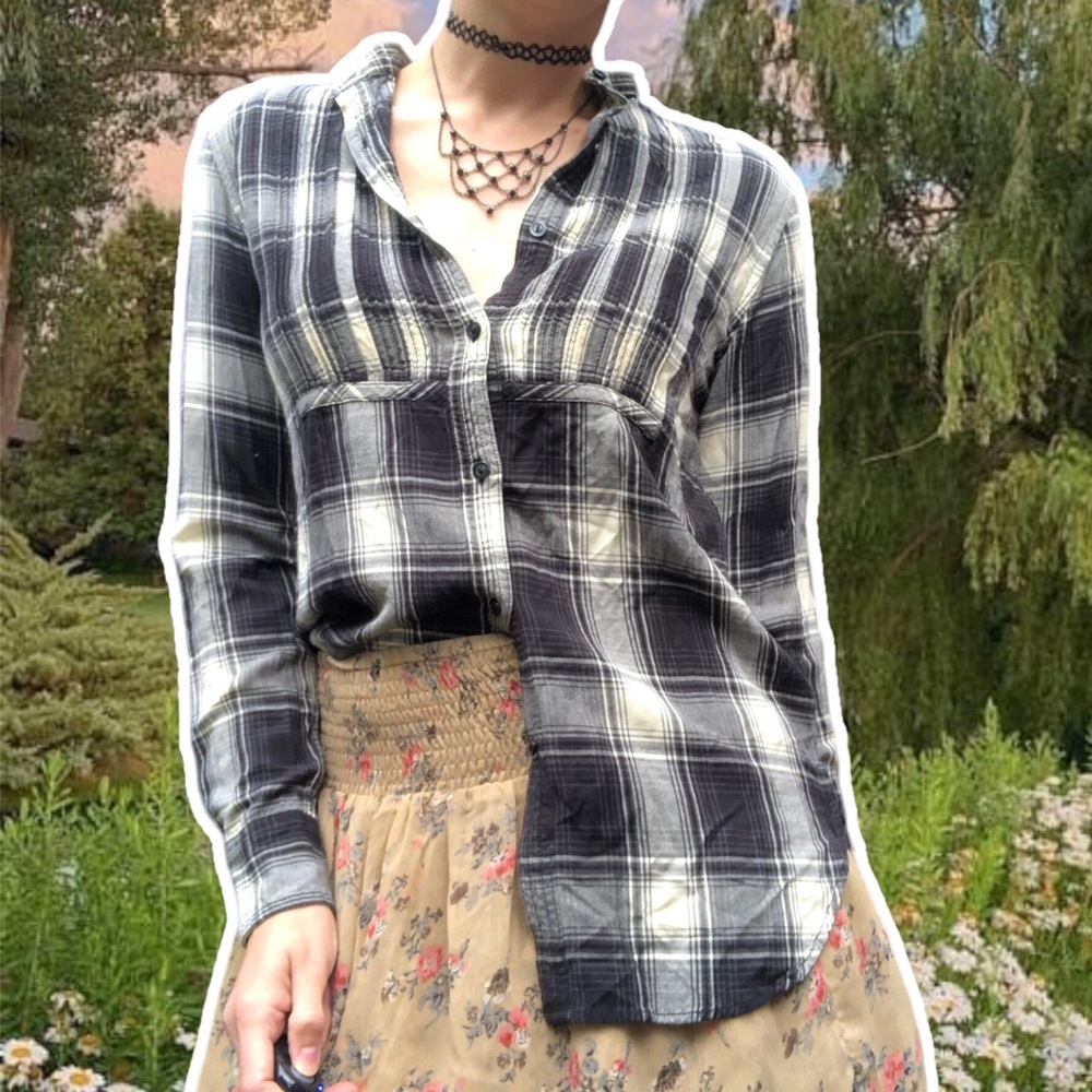 True Vintage y2k Ralph Lauren Denim & Supply Black Plaid Button Down Tunic, S